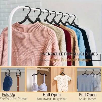 10 Pack Folding Clothes Hangers Portable Travel Hangers Space Saving Foldable Hanger For Closet
