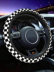 1PC Simple Retro Checkered Car Steering Wheel Cover, All Seasons, Universal For Men And Women, Breathable, Slip-Resistant, Absorbs Sweat, Car Accessory For Vehicle Interior. - Multicolor - View 9