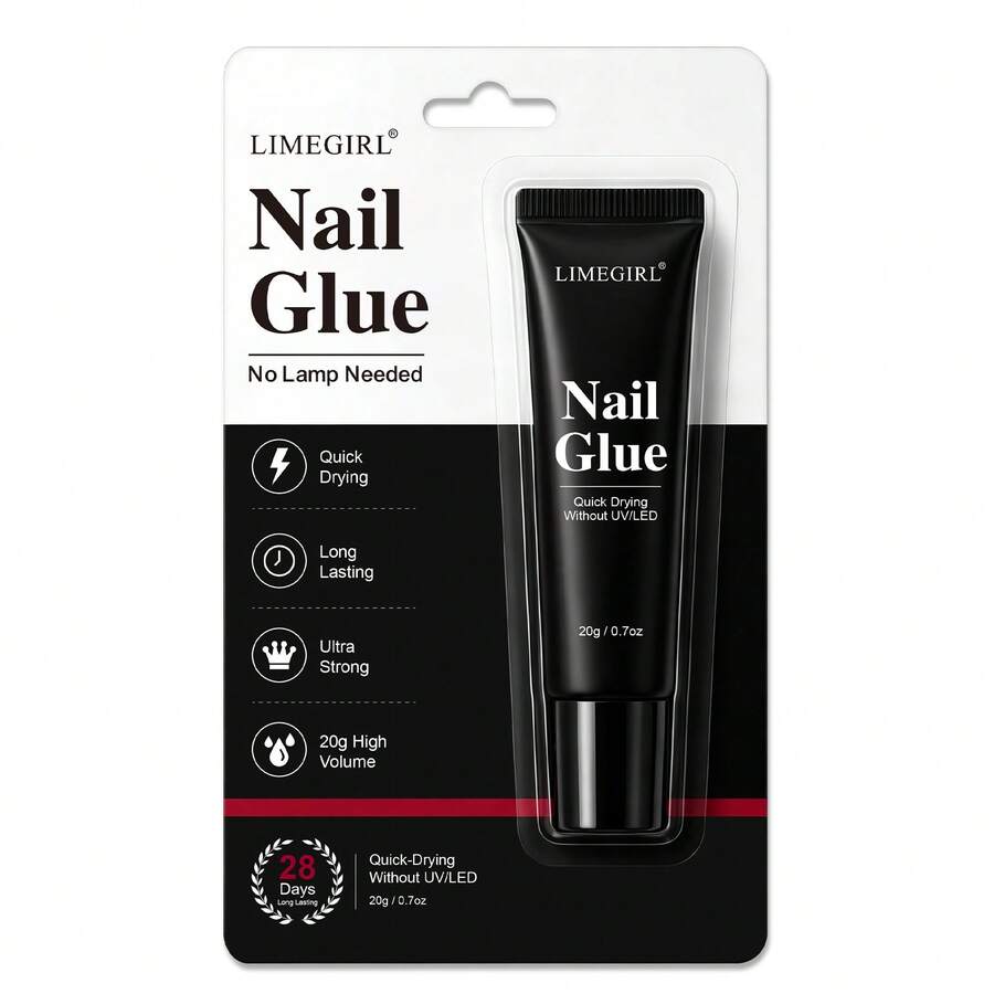 LIMEGIRL 1PC/2PCS 20g Nail Glue For Press-On Nails, Quick-Dry Nail Adhesive, No UV/LED Lamp Required, Easy Application - 2-piece Nail Glue Set - View 1