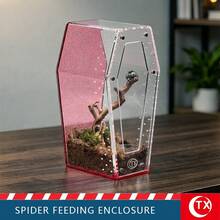 Coffin-Shaped Acrylic Spider Feeding & Breeding Box, Transparent Micro Habitat Terrarium With Magnetic Door And Ventilation Holes, Suitable For Tarantulas, Mantises, Insects - Multicolor - View 4