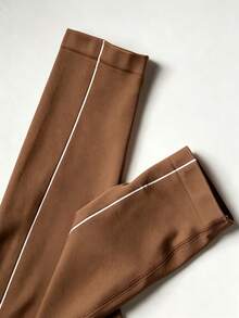 Seamless Contrast Color Shoulder Sports Jumpsuit, And Fabric, Tummy Control And Butt Lifting Yoga Jumpsuit, Gym Workout Jumpsuit Summer - Brown - View 4