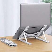 1pc Laptop Stand Foldable Adjustable Cooling Base Desktop Tablet Portable Stand For All Laptop Models Plastic Material 10 Angle Adjustable - Multicolor - View 5