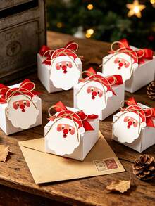 24/4pcs Santa Claus Shaped Gift Boxes, Includes Ribbon, Tag And Jute Rope; Christmas Gift Packaging Box, Party Favor, Christmas Table Decoration, Christmas Event Gift, DIY Decoration Gift Box, Home Decor Ornament, Holiday Gift Packaging - Multicolor - View 4