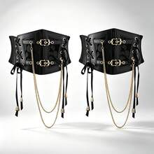 1pc Women's Renaissance Accessory Dark Gothic Style Fashion PVC Leather Harness, Suitable For Halloween Costume Party Or Daily Wear - Black - View 11