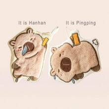 1pc Capybara Hand Towel With Hook, Coral Fleece Towel For Table Cleaning, Hanging Cute Hand Towel, Bathroom Small Towel For Hand Washing, Kitchen Absorbent Cloth, Multiple Styles Available - Multicolor - View 5