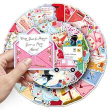 50pcs Cartoon Fairy Tale Letter Stickers Cool Room DIY Waterproof Decoration Suitable For Mobile Phone Computer Wall Skateboard Water Cup Window,Teens Durable Small Gift - Multicolor - View 3