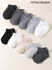 10 Pairs Baby Solid Color Short Socks - Multicolor - View 6
