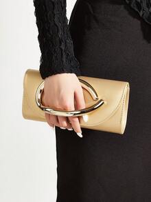REMANLAND Vintage Solid Color Clutch, Versatile Mini Handbag, Fashionable Tote Bag, Suitable For Weddings, Parties, Evenings, Dinners And Other Occasions - Gold - View 8
