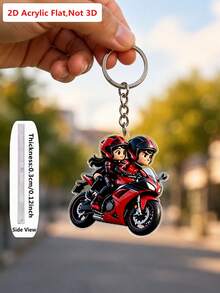 1pc 2D Flat Acrylic Motorcycle Couple Keychain, Motorcycle Theme Bag Charm, Personalized Creative Key Chain Decoration, Suitable For Car Keys, Backpack, Handbag, Couple Gift, Birthday And Anniversary Present - Multicolor - View 9