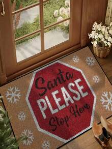 1pc New Cute Christmas Snowflake Letter Floor Mat, Suitable For Living Room, Bedroom, Indoor - Machine Washable - Flannel Material, Delicate Texture, Skin-Friendly, No Pilling, Easy Care, Odorless - Perfect For Home Decor, Room Decor, Living Room Rug, Bedroom Rug, Bathroom Rug, Kitchen Rug, Area Rug, Hotel Decor - Area Rug, All Season - Multicolor - View 2