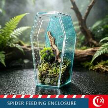 Coffin-Shaped Acrylic Spider Feeding & Breeding Box, Transparent Micro Habitat Terrarium With Magnetic Door And Ventilation Holes, Suitable For Tarantulas, Mantises, Insects - Multicolor - View 9
