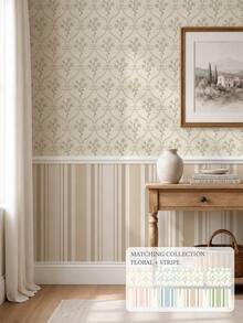 SUPSTICKER Matching Floral & Stripe Peel And Stick Wallpaper Collection, Self-Adhesive Removable Wallpaper For Living Room, Bedroom & Entryway, Choose Your Pattern - 1PC - View 1