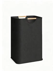 1pc Neutral Style Laundry Basket, Wooden Handle Detail, Large Capacity Foldable Storage, Portable Laundry Basket, Practical Bathroom Accessory, Bathroom Decor, Suitable For Bathroom, Bedroom And Laundry Room Daily Home Use - Multicolor - View 13