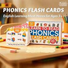 1 Set Children's English Phonics Learning Flash Cards, Educational Cognitive Game Toy, Memory Training - Multicolor - View 2