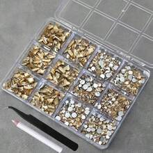 Champagne Rhinestone Nail Art Decoration Set, Flat-Back Irregular Rhinestone Nail Charms - Champagne - View 6