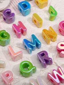 26pcs Acrylic Letter Beads, Random Mixed Colors, Suitable For Handmade DIY Materials, Jewelry Making Materials, Keychains And Party Decorations, Cute Style, Ideal Accessories For Creative Handmade Crafts - Multicolor - View 3