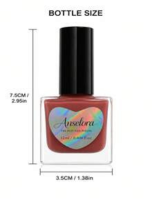 Cat Kuku Berbasis Air Anselora Merah Terracotta, Mengkilap Tinggi, Cepat Kering, Hasil Halus, 12ml, Tidak Perlu Lampu, Manikur DIY Harian - Redwood - View 10
