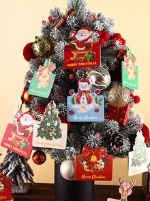 10-Pack Hanging Christmas Cards, 6 Creative Holiday Card Designs, Christmas Tree And Family Wall Decorations, Party Gift Decor Cards - Multicolor - View 8