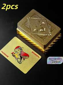 1 Set Waterproof Flexible Playing Cards With Gift Box, Cool Design, Suitable For Parties, Games, Gifts And Celebrations. Black Cards, Gift Style: Gold Design, Playing Cards Set - Multicolor - View 9