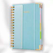 1pc,A5 Leather Spiral Notebook, Minimalist Business Style, Premium Leather Cover Wear-Resistant And Stain-Resistant, Built-In Colorful Divider Pages For Easy Classification, Spiral Binding Allows Flat Lay Writing, Smooth Ink Flow Without Bleeding, Suitable For Student Classroom Notes, Business Office And Daily Memo. - Multi-color - View 11