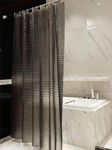 3D Crystal Transparent Plastic Shower Curtain 180*180cm Thin Lightweight Ice Cube Pattern Bathroom Shower Inner Liner With Plastic Grommet Holes - Grey - View 2