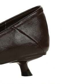 Korean Style Fashion Panather Pattern Professional Elegant Pointed Toe Low Vamp Low Heel Slip-On Mid Heel Pumps For Women - Brown - View 7