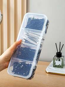 1pc 4-Compartment Transparent Storage Box, Suitable For Jewelry, Hair Accessories And Hair Clips, Practical Dust-Proof Desktop Organizer - Multicolor - View 3