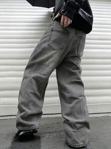 Men's Casual Denim Jeans With Pockets For Daily Wear - Grey - View 3