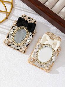1pc Square Fabric Rhinestone Bow Brooch, Vintage Baroque Style, Suitable For Suit, Coat, Shirt Decoration, Can Be Used As Holiday Gift Accessory - classic - View 2