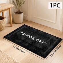 1pc "Please Take Off Shoes" Text & Pattern Printed Rug, Faux Wool Mat - Highly Absorbent, Easy To Clean, Suitable For Home Decor, Farmhouse, Entryway, Indoor, Room, Kitchen, Dining Room, Small Office/Home Office, Sink, Laundry Room, Doormat, Kitchen Mat, Non-Slip Mat - Multicolor - View 15