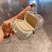 Elegant Rhinestone Mini Jewelry Storage Box, Fully Embellished With Sparkling Crystals, Portable Ring And Earring Organizer With Snap Closure, Small Jewelry Box For Women, Suitable For Travel, Daily Storage And Gift Giving - Multicolor - View 3