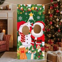 Spanduk Selamat Natal untuk Teras - Poliester, Tidak Membutuhkan Listrik, Cocok untuk Dekorasi Liburan Luar Ruangan dan Latar Belakang Pesta - Gambar potongan Santa Claus - View 3