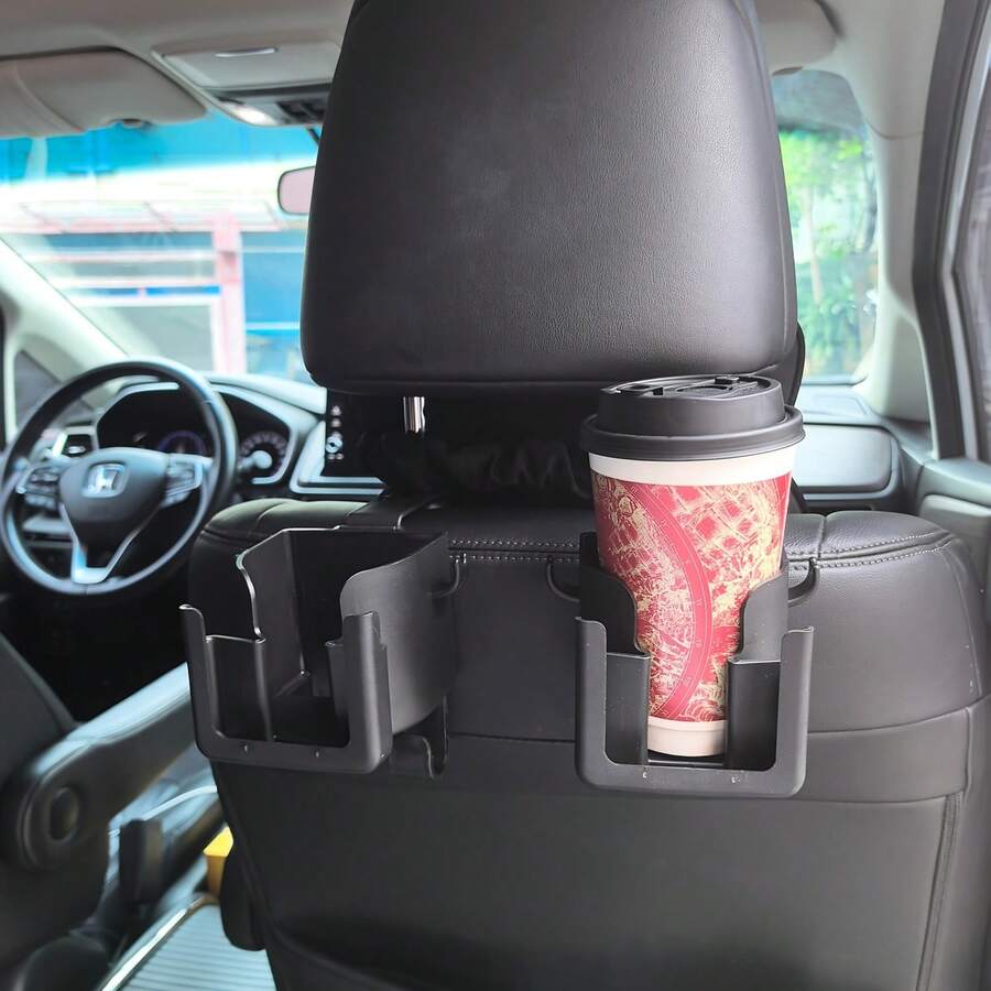 (Multifunctional Cup Holder + Multifunctional Hook), Comes With Long And Short Replaceable Hooks. Multifunctional Car Seat Back Storage Rack, Integrates Cup Holder, Phone Holder And Hook - Fits Most Car Models, Can Hold Water Cups, Milk Tea, Etc.