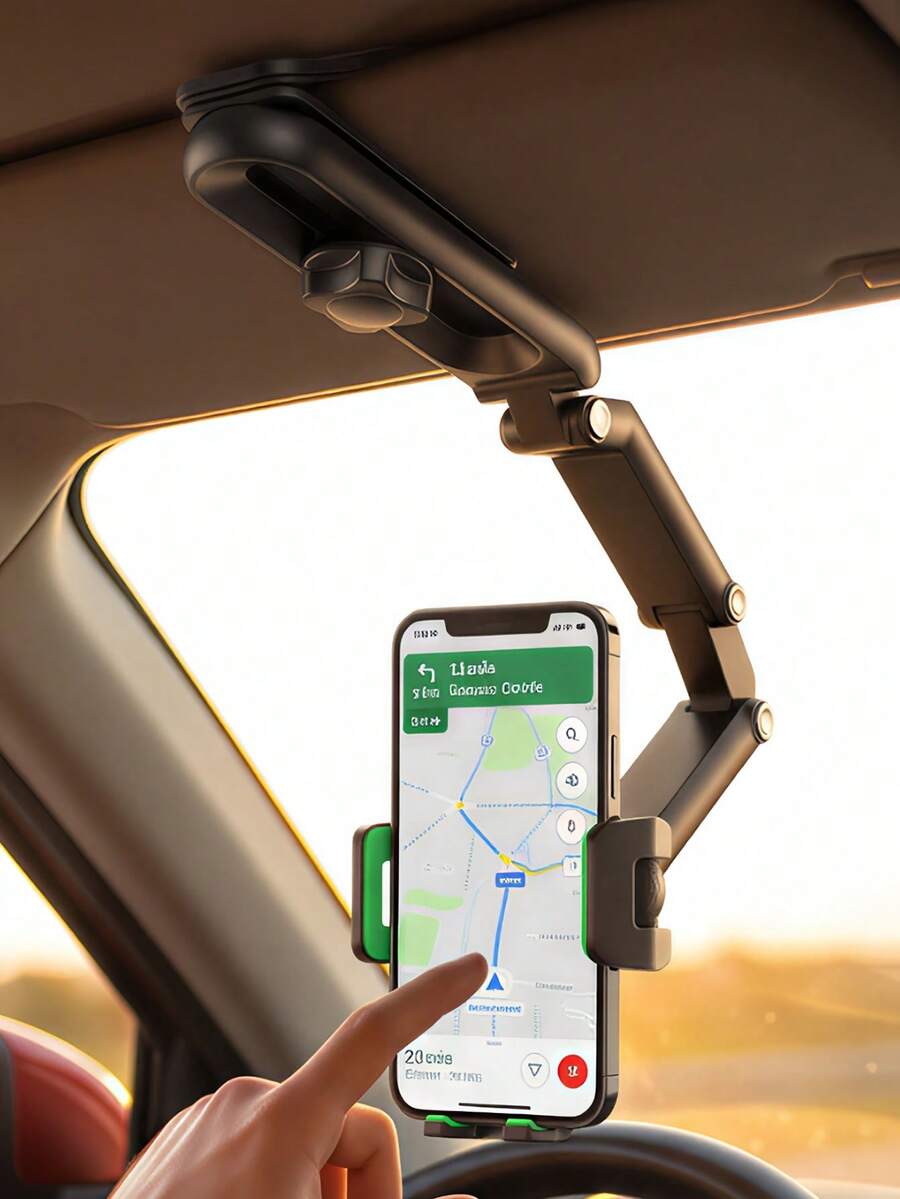 حامل هاتف قابل للدوران 360° وقابل للتعديل، حامل هاتف للسيارة موفر للمساحة، تصميم على شكل حرف L، قبضة آمنة، هيكل قوي، متوافق مع هواتف آيفون وأندرويد، ضروري للسفر والعودة إلى المدرسة، إكسسوار للسيارة، ضروري للتخييم