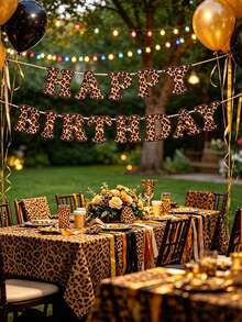 1 Set Leopard Print "Happy Birthday" Banner - Leopard Print Party Decorations, Birthday Banner And Party Supplies - Suitable For Birthday Parties, Leopard Print Theme Parties And Bachelorette Parties - One Size Fits All - View 8