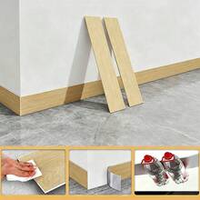 24pcs Faux Wood PVC Wood Grain Baseboard Stickers Self-Adhesive Wall Trim Decor Door Frame Edge Trim Door Casing - 24pcs Decorative Strips - View 2