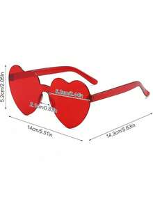 1/6 Transparent Red Frameless Heart Glasses Set Candy Color Party Decoration Glasses Women Dopamine Style Festival Photo Accessory - Multicolor - View 3