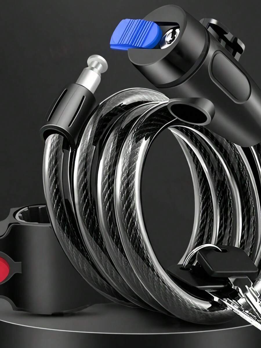 1pc Large Portable Anti-Theft Security Metal Bicycle Key Ring Lock, Practical Sports Style Circular Lock Body Key Opening Structure Locking Anti-Theft Protection Vehicle Lock Accessory, Suitable For Electric Scooter, Electric Bike, Motorcycle, Mountain Bike Travel, Outdoor Commute