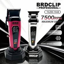BRDCLIP Professional Hair Clipper KIT Adjustable Trimmer Cordless Hair Cutting Machine Digital Display Trimmer For Men Base Charger Hair Salon 116/BS-106B - Multicolor - View 1