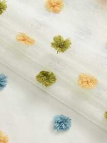 1件/2件 刺繡透視窗簾，花卉葉片圖案，穿桿式，防紫外線，透氣，透明，聚酯纖維，無內襯，適用於客廳、臥室、餐廳 - 彩色 - 查看 7