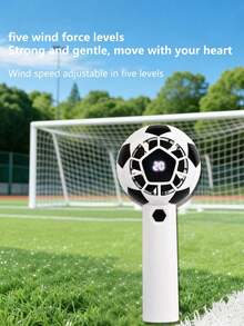 Cute Football Design Handheld Fan, Portable Mini Fan, USB Rechargeable, 1200mAh Battery, Suitable For Office, Travel, Summer Cooling - Multicolor - View 3