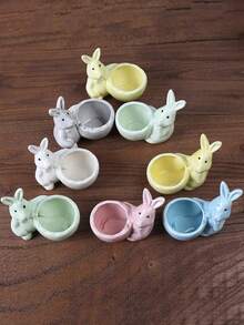 1pc Cute Rabbit Shaped Ceramic Planter, Large Round Opening Design, Suitable For Planting Succulents. Adorable And Charming Style, Can Be Used As A Flower Pot Or A Desktop Decoration, Place On Desk, Windowsill, Adding Vitality To Your Home Space. - Rabbit Flower Pot - View 4