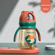 1pc Minitutu Bear Wide Neck PP Baby Bottle With Cross-Hole Nipple And Handle - Yellow/Blue/Red/Green - View 8
