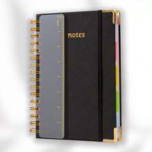 1pc,A5 Leather Spiral Notebook, Minimalist Business Style, Premium Leather Cover Wear-Resistant And Stain-Resistant, Built-In Colorful Divider Pages For Easy Classification, Spiral Binding Allows Flat Lay Writing, Smooth Ink Flow Without Bleeding, Suitable For Student Classroom Notes, Business Office And Daily Memo. - Multi-color - View 9