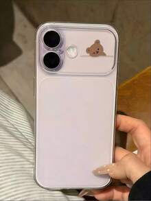 1pc Cartoon Tilted Head Bear Cute Pattern Large Window New Transparent All-Inclusive Anti-Drop TPU Simple Phone Case Anti-Fingerprint Protective Cover For IPhone 11 12 13 14 15 16 17promax/Plus - Clear - View 13