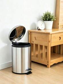 1pc Stainless Steel Pedal‑Operated Trash Can‑Comes With Removable Inner Bucket, Lidded Pedal Garbage Bin, Odor‑Resistant Trash Can, Stable Structure, Suitable For Kitchen, Bathroom, Bedroom And Office - Multiple Specifications - View 6