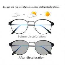 1 Pair Stainless Steel Round Fashion Photochromic Glasses - Color ...
