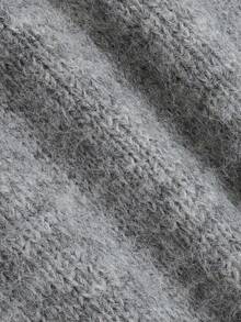 Nicenter Women's Fall Winter Grey V-Neck Contrast Lace Sleeve Wool Blend Sweater Vest, Elegant Casual Simple For Office Daily Home Date - Grey - View 6