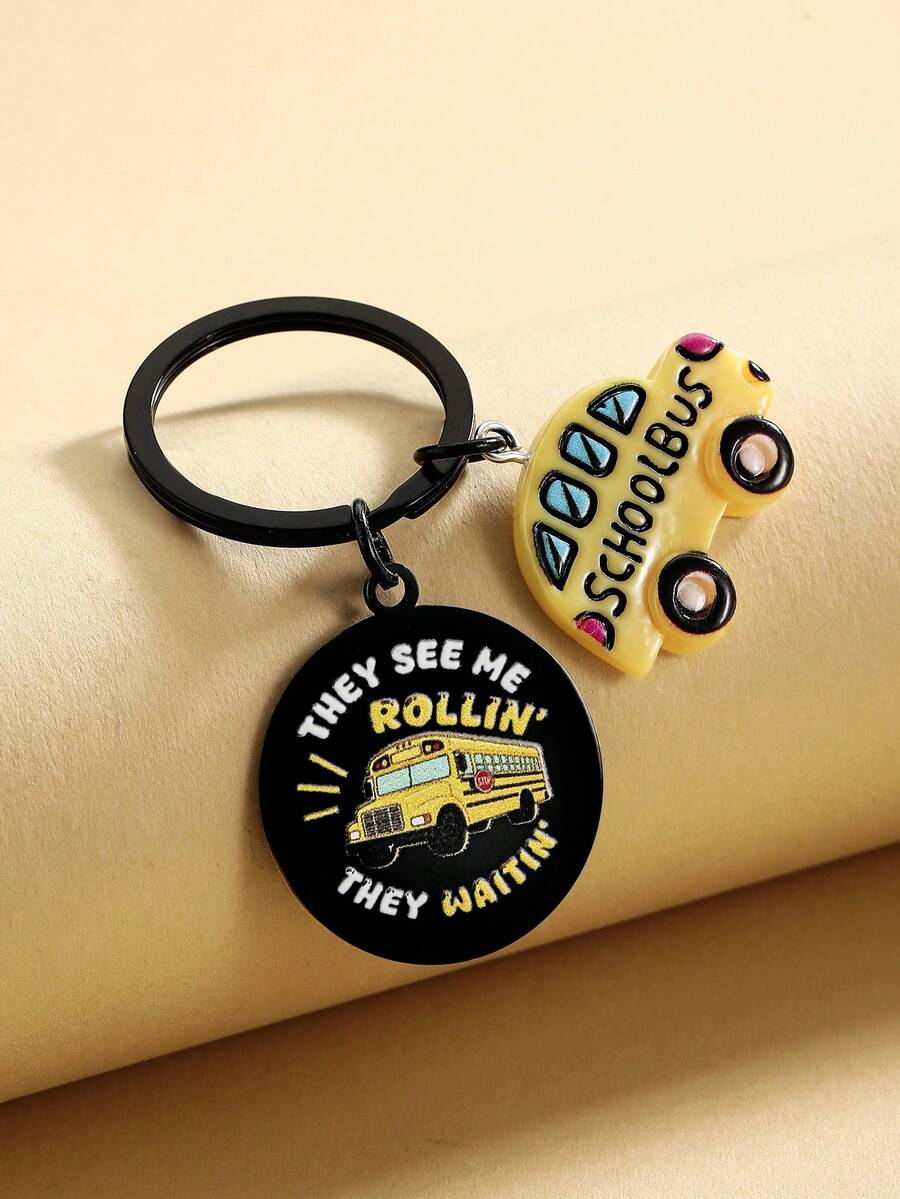 Cute School Bus Keychain Appreciation Gifts For Drivers Buses Driver Retirement Present For Birthday Valentines Christmas Thanksgiving Day Valentines - Multicolor - View 1