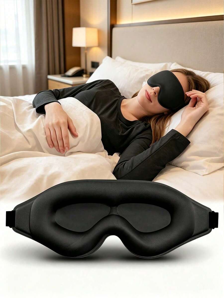 1件超柔軟3D遮光睡眠眼罩，緩解失眠，男女通用，學生午睡旅行眼罩，適用於長途飛行、深層睡眠、商務出差、遊艇郵輪，返校必備休息配件
